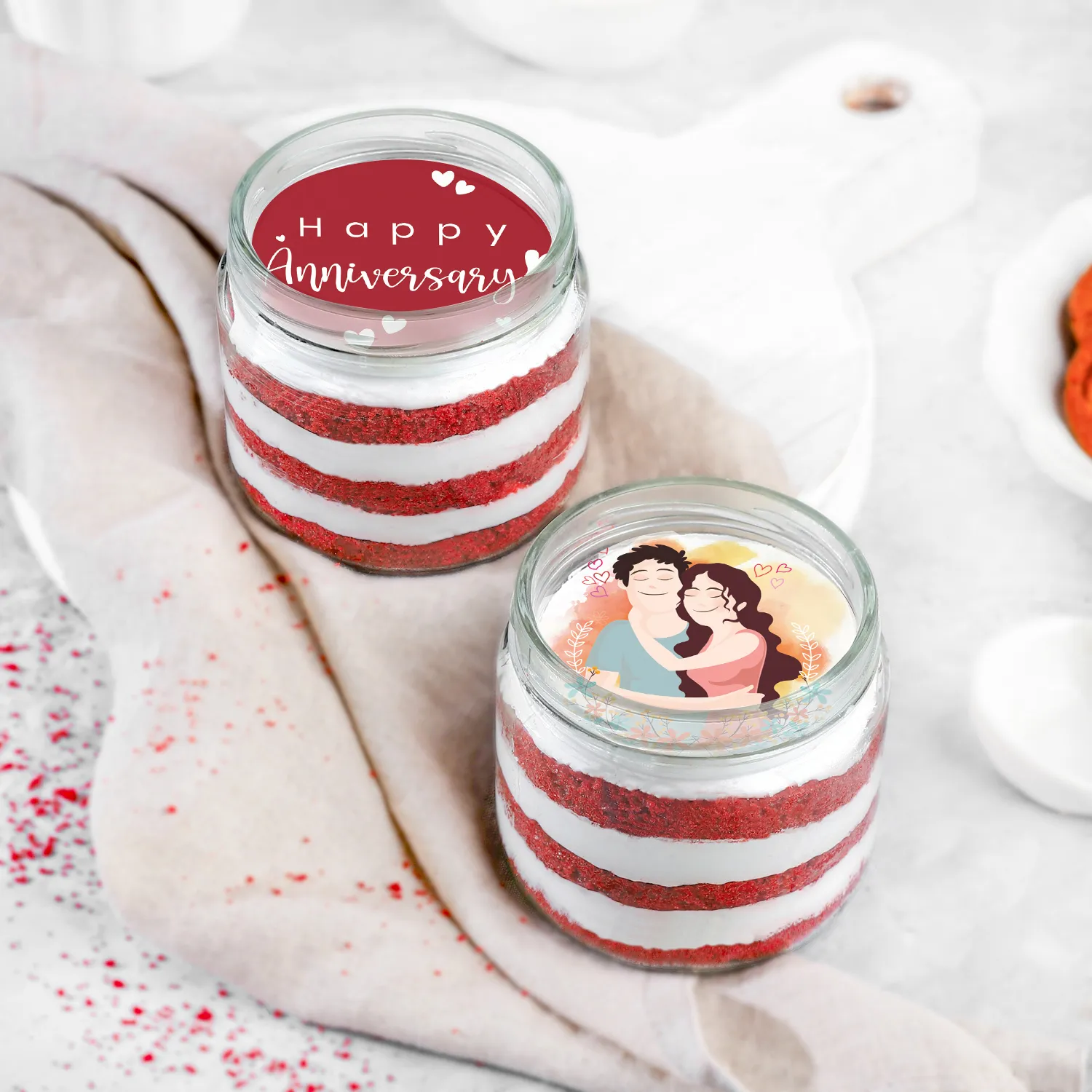 Personalized Velvet Jar Cakes